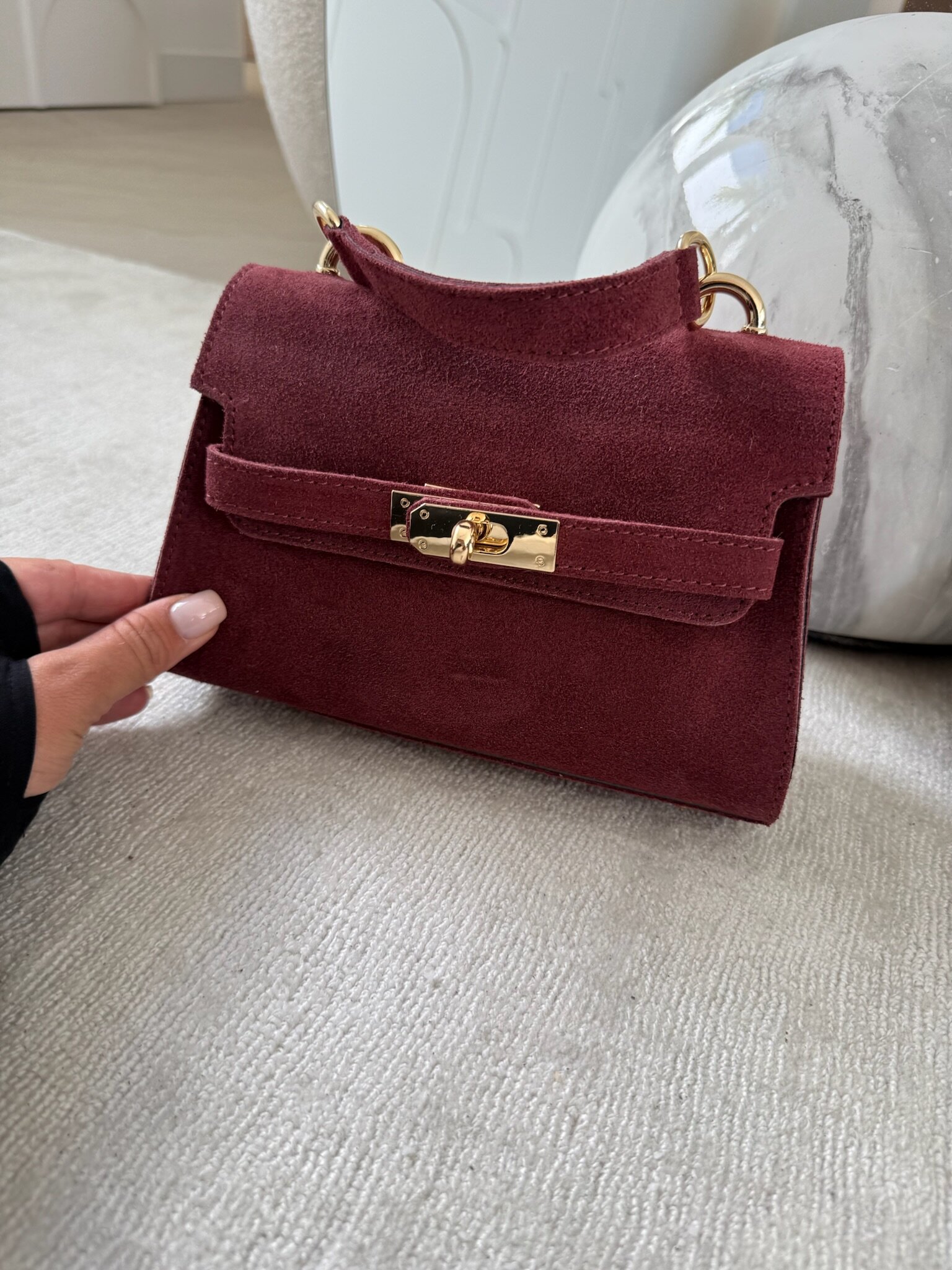 Torebka Carolyn zamszowa bordowa 