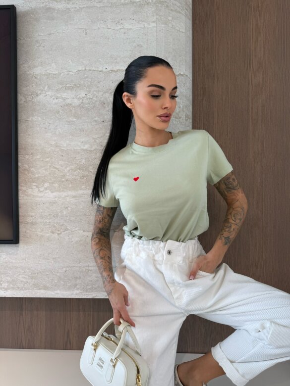 T-shirt Red Heart short matcha 