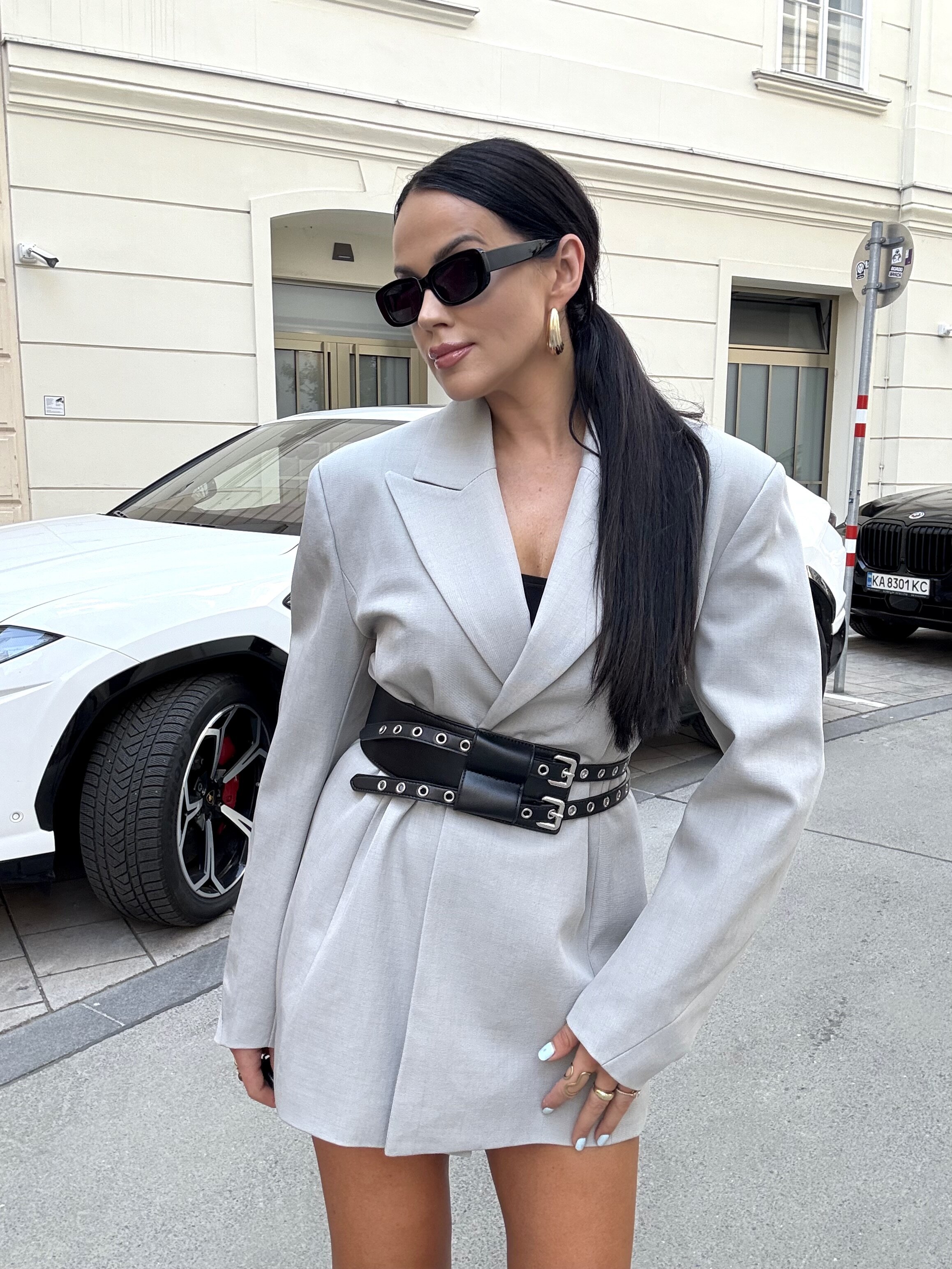 Marynarka Lianna long szara 