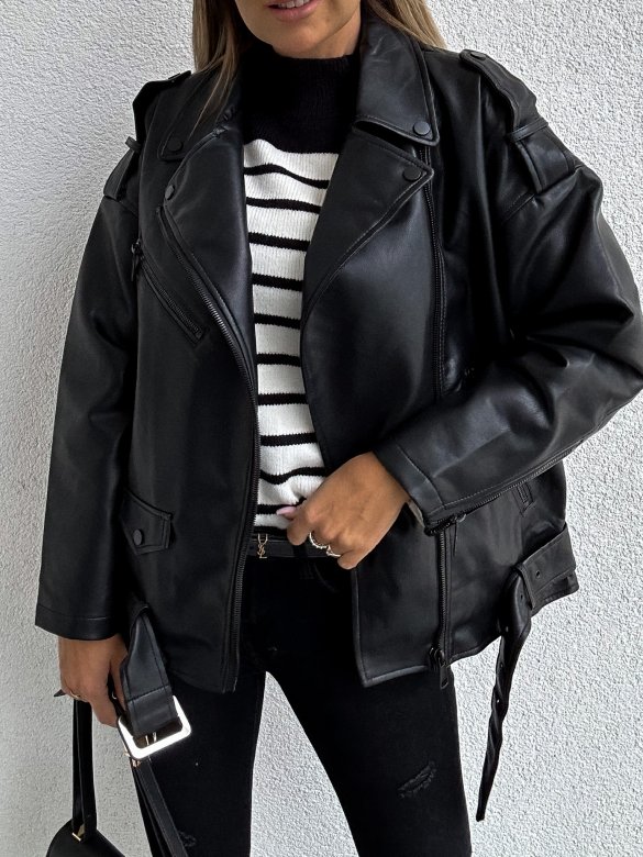 Ramoneska Leather Look czarna