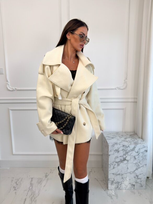 Trench coat Viento with wool ecru 