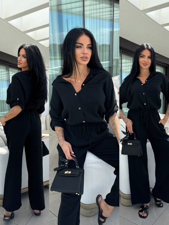 Komplet 2w1 Marevino muślinowy czarny 