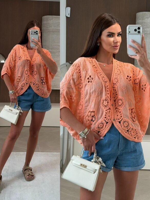 Bluzka Solvella bawełniana pomarańczowa