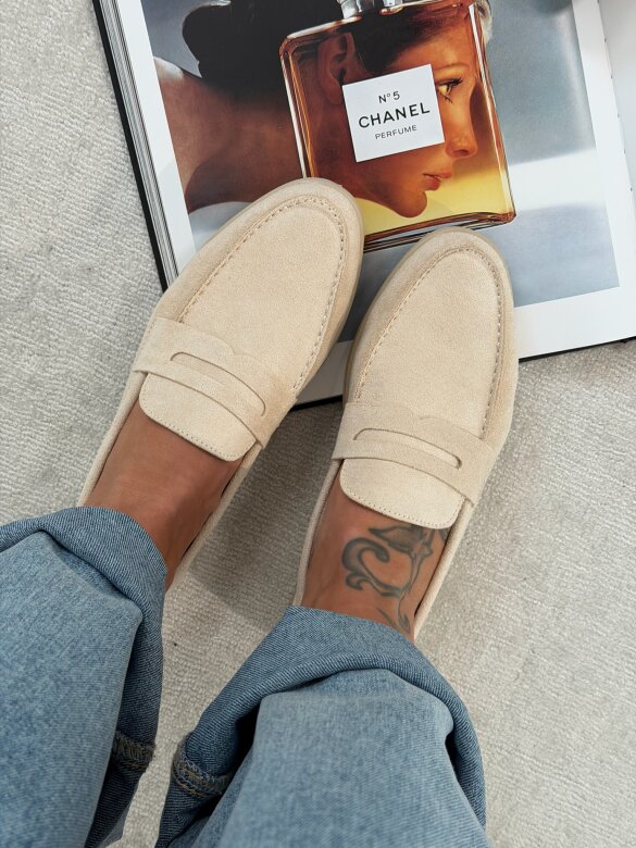 Mokasyny Select eko zamsz jasnobeżowe