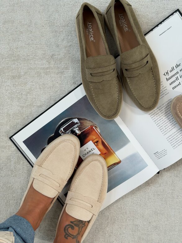 Mokasyny Select eko zamsz jasnobeżowe