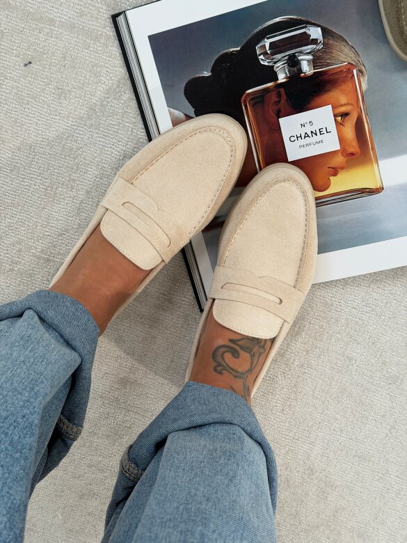 Mokasyny Select eko zamsz jasnobeżowe