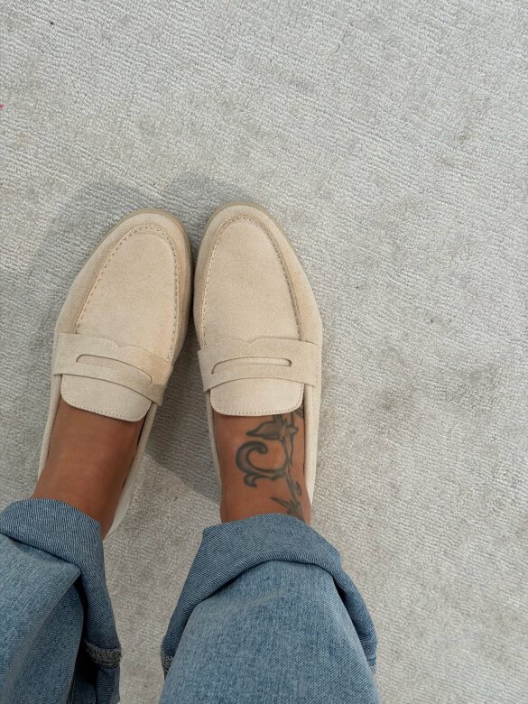 Mokasyny Select eko zamsz jasnobeżowe