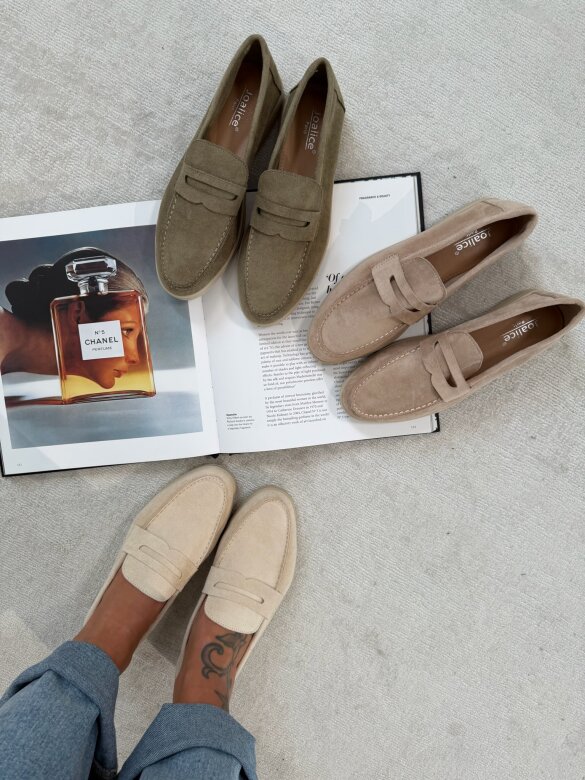 Mokasyny Select eko zamsz jasnobeżowe