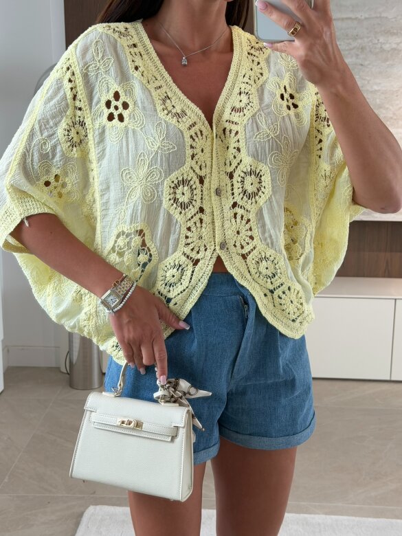 Bluzka Solvella bawełniana butter yellow