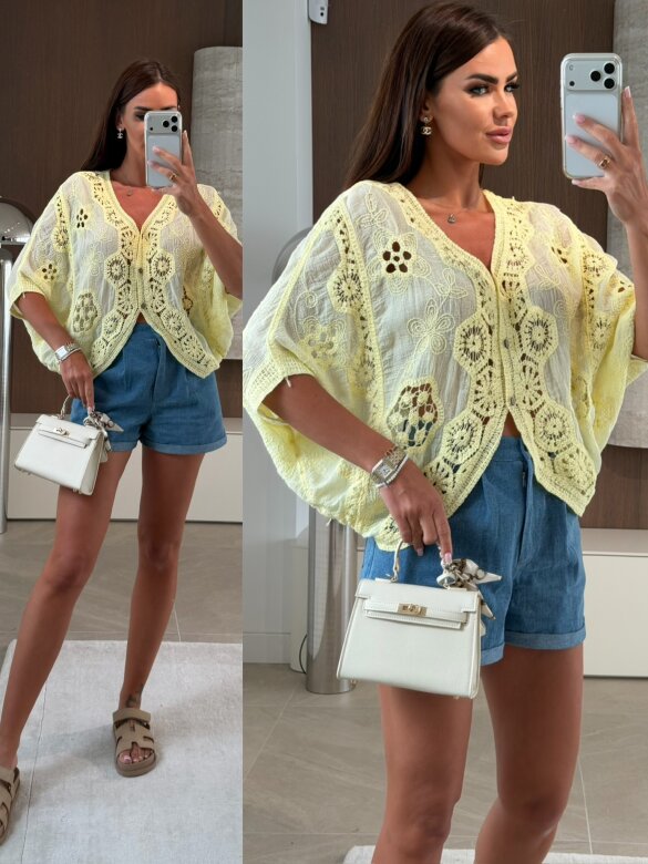 Bluzka Solvella bawełniana butter yellow