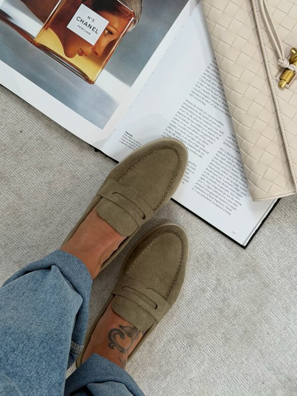 Mokasyny Select eko zamsz matcha