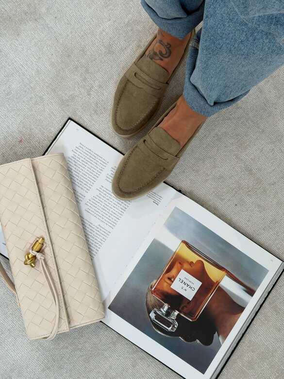 Mokasyny Select eko zamsz matcha