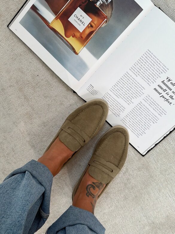 Mokasyny Select eko zamsz matcha