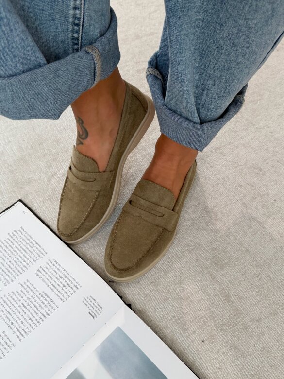 Mokasyny Select eko zamsz matcha