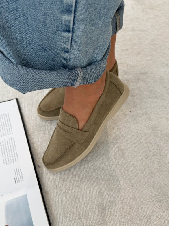 Mokasyny Select eko zamsz matcha