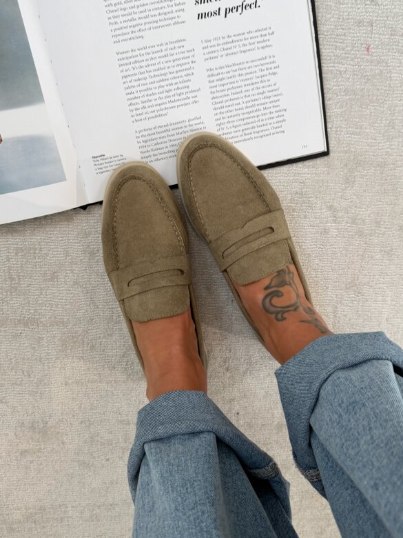 Mokasyny Select eko zamsz matcha