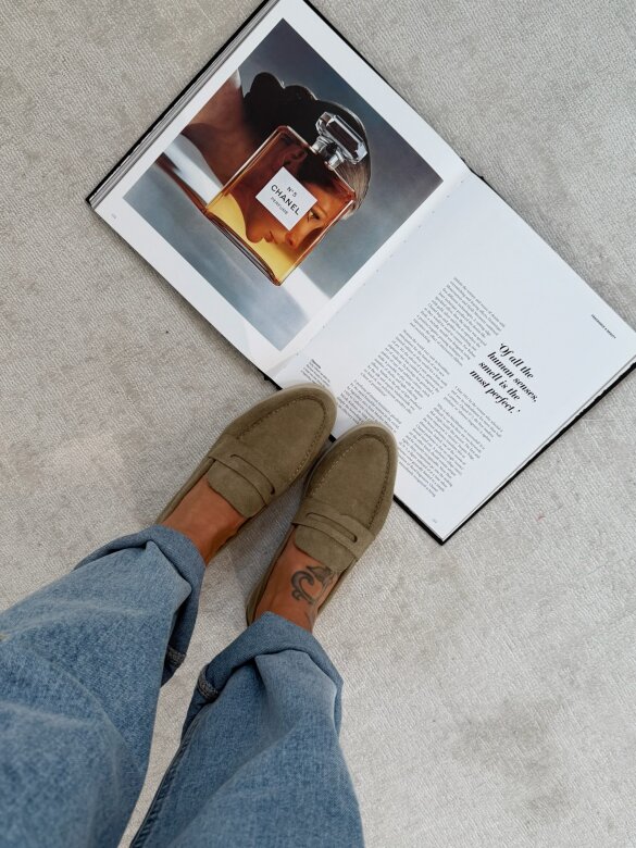 Mokasyny Select eko zamsz matcha