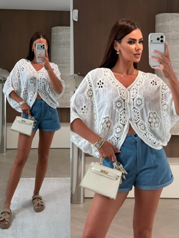 Bluzka Solvella bawełniana biała 