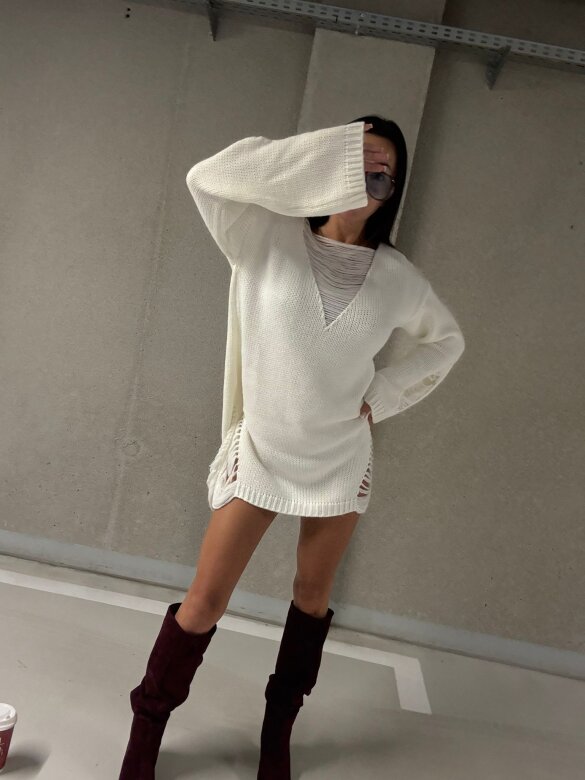 Sweater Christiano with alpaca and wool ecru
