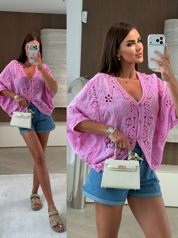 Bluzka Solvella bawełniana różowa 