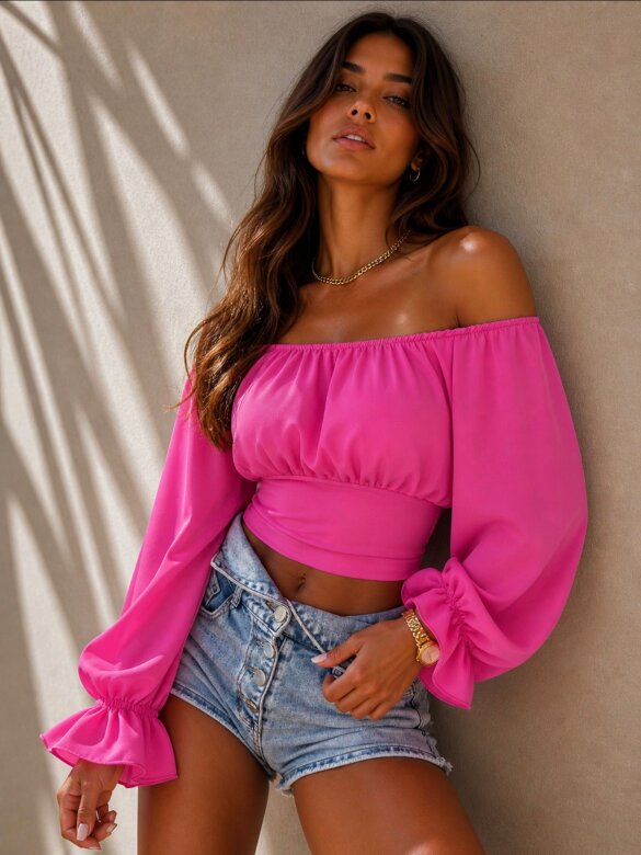Blouse Sunkissed with viscose fuchsia