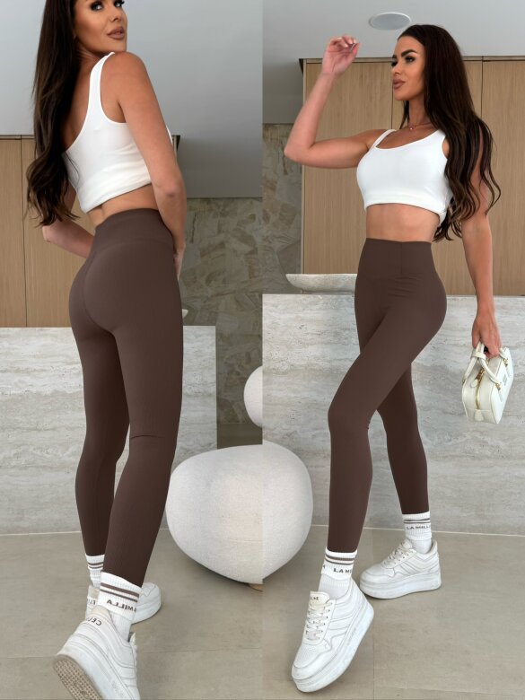 Legginsy Ellie prążkowane czekoladowe 