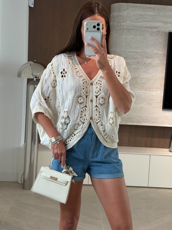 Bluzka Solvella bawełniana beżowa 