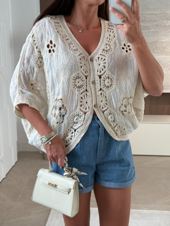 Bluzka Solvella bawełniana beżowa 