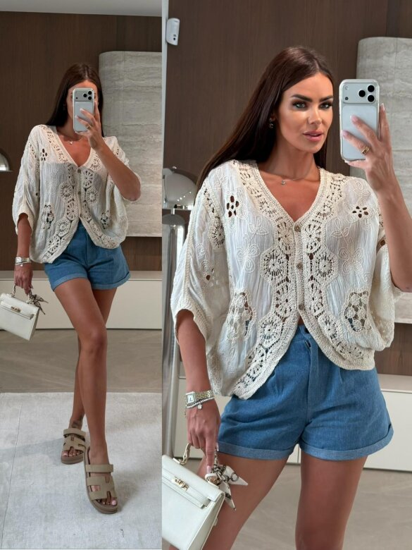 Bluzka Solvella bawełniana beżowa 