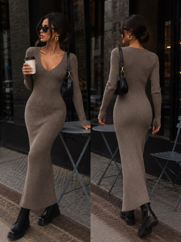 Dress Moris with viscose mocca 