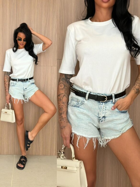 Szorty Votello dekatyzowane jasnoniebieskie