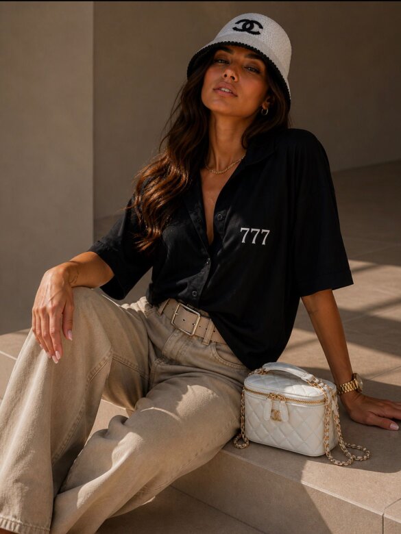 Shirt Lucky Code with viscose black