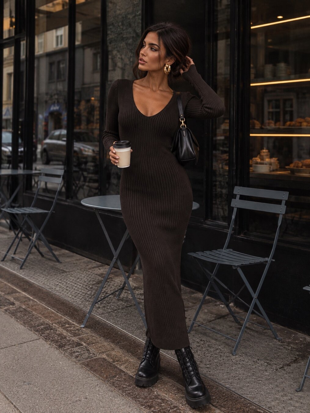 Dress Moris with viscose chocolate | Varlesca