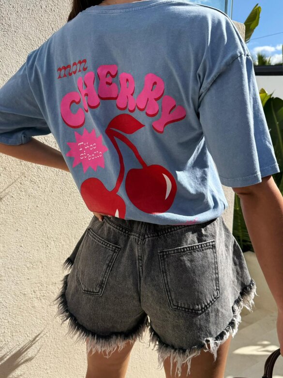 T-shirt Cerises dekatyzowany niebieski
