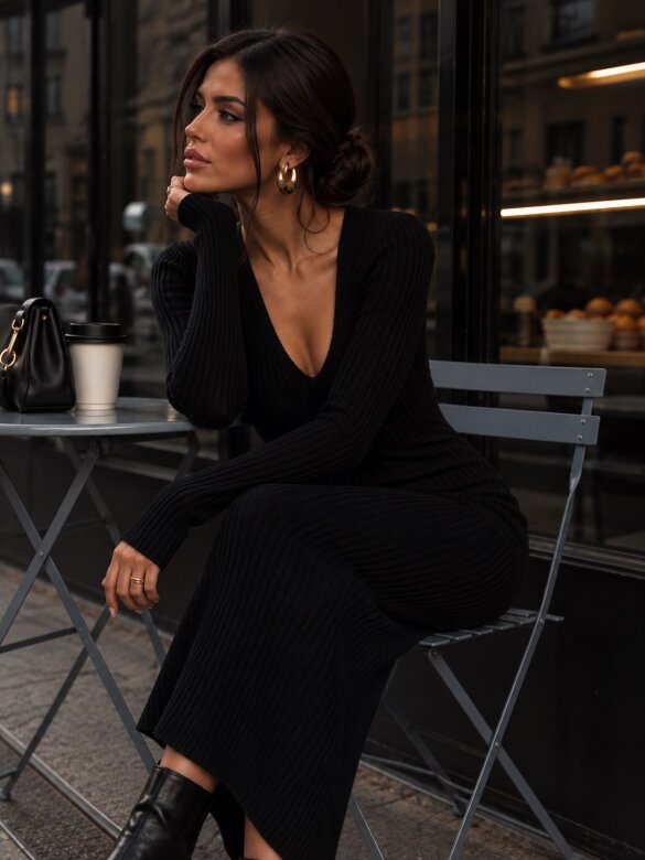 Dress Moris with viscose black