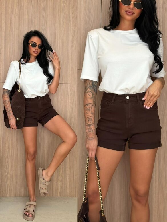 Szorty Bellavie jeans czekoladowe