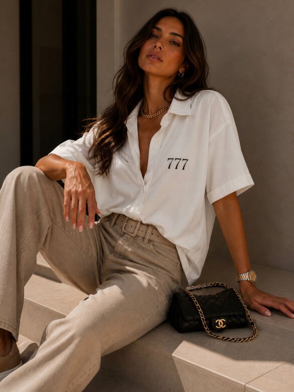 Shirt Lucky Code with viscose white
