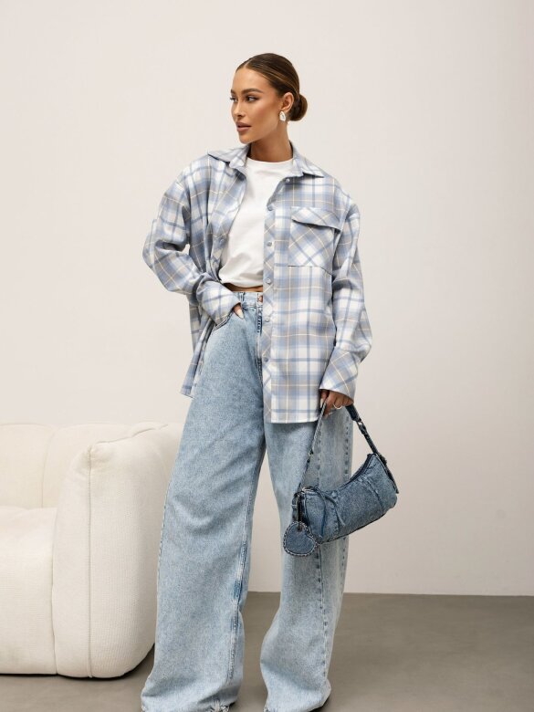 Koszula Rinea w kratę błękitna