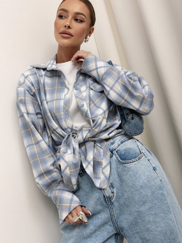 Koszula Rinea w kratę błękitna