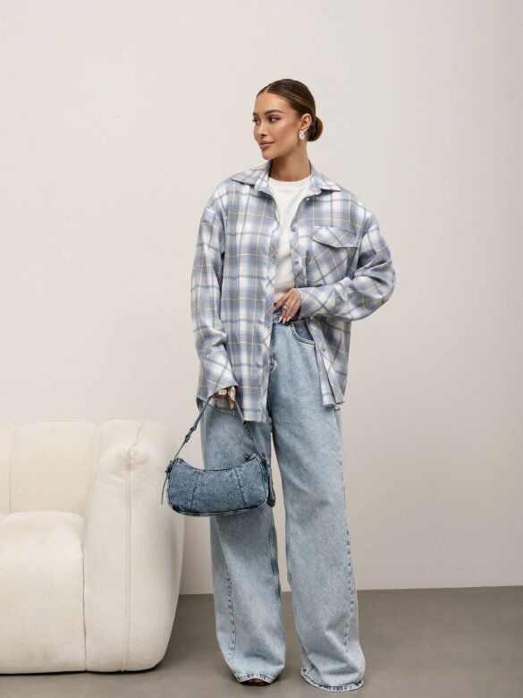 Koszula Rinea w kratę błękitna