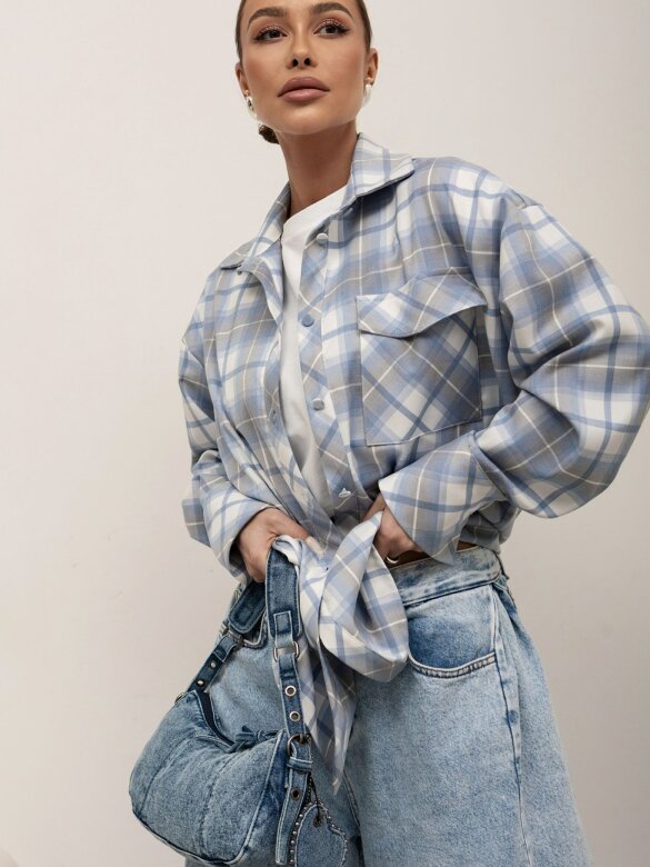 Koszula Rinea w kratę błękitna