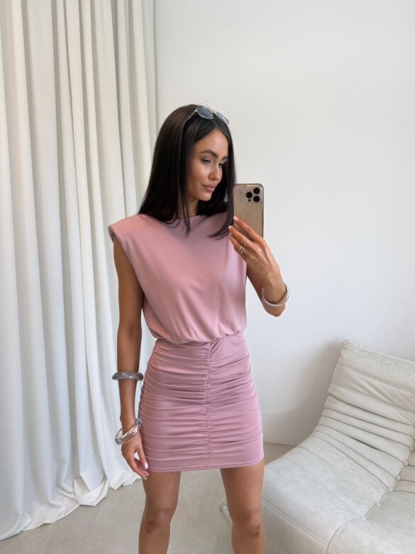 Sukienka Eveline mini pudrowa 