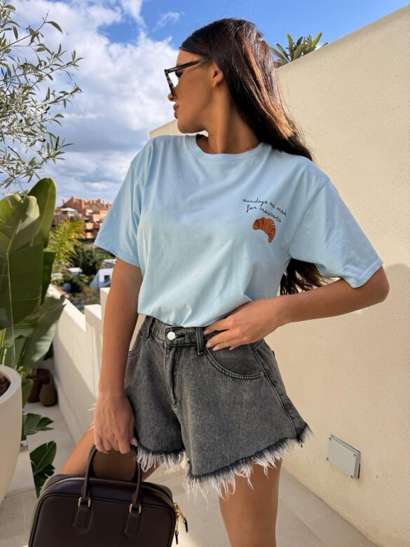 T-shirt Croissant niebieski 
