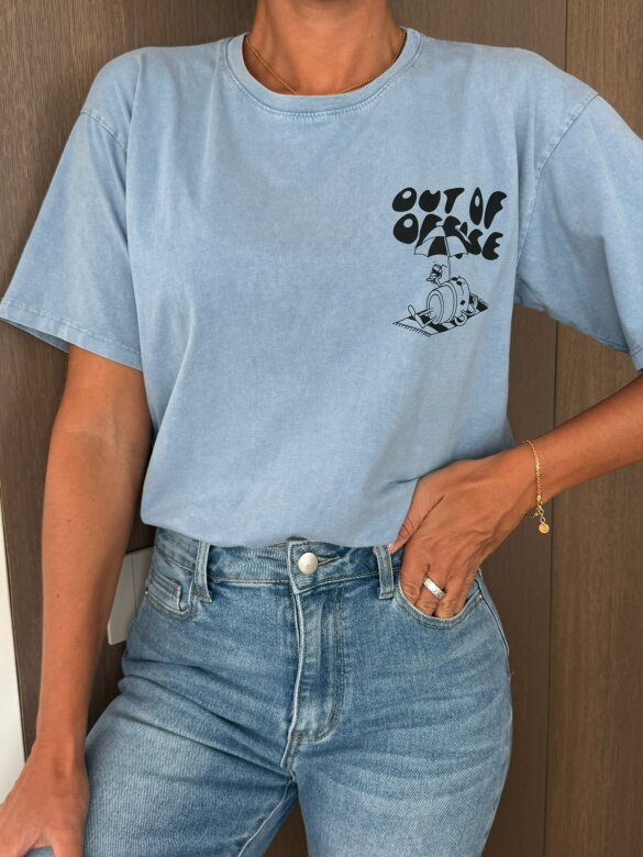 T-shirt Dutton dekatyzowany niebieski 