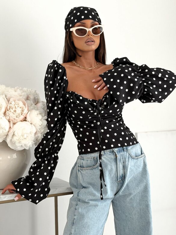 Blouse Soraya dots white-black