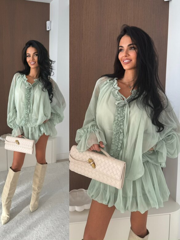 Sukienka Peonia bombka pistacjowa