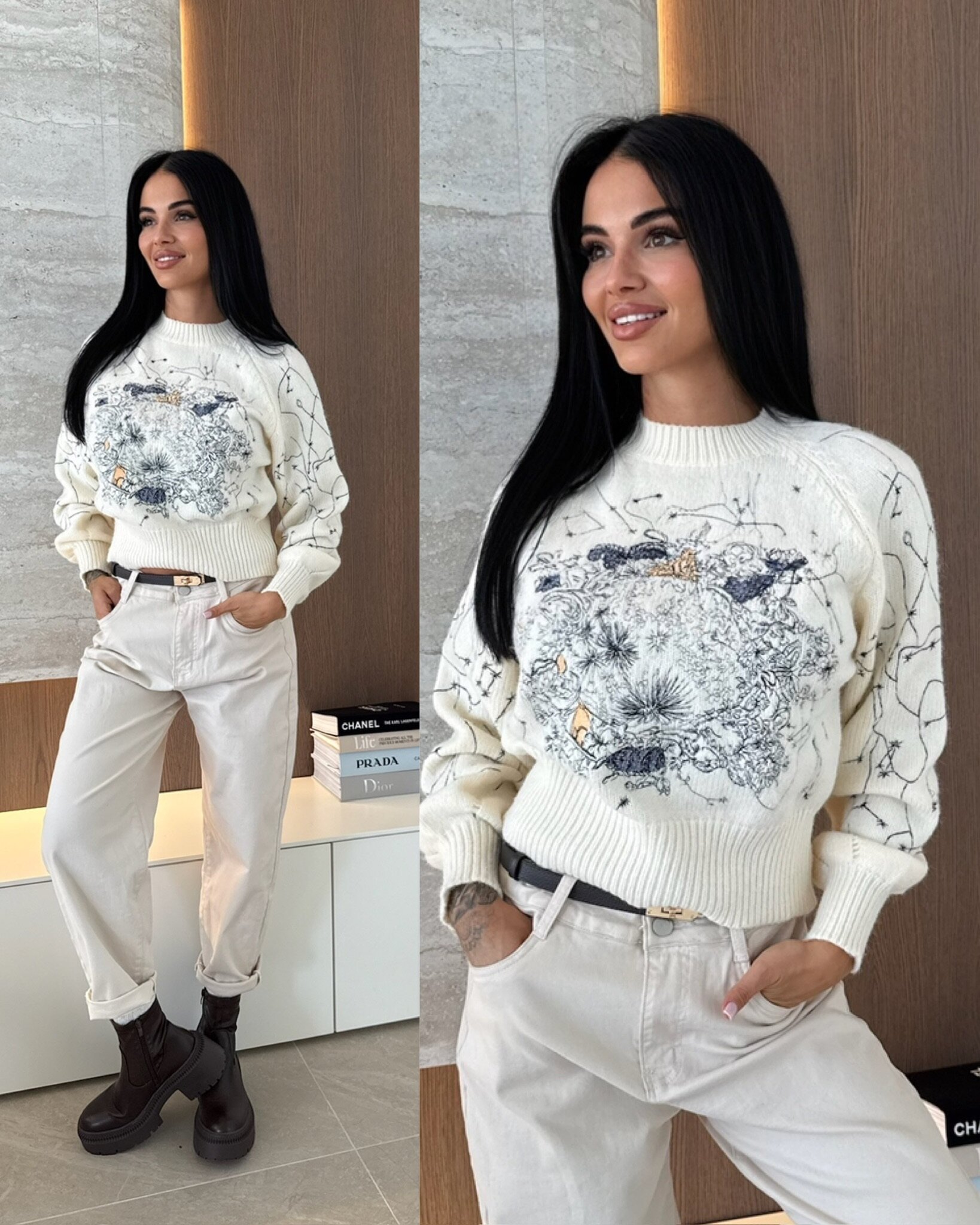 Sweter Constellation ecru