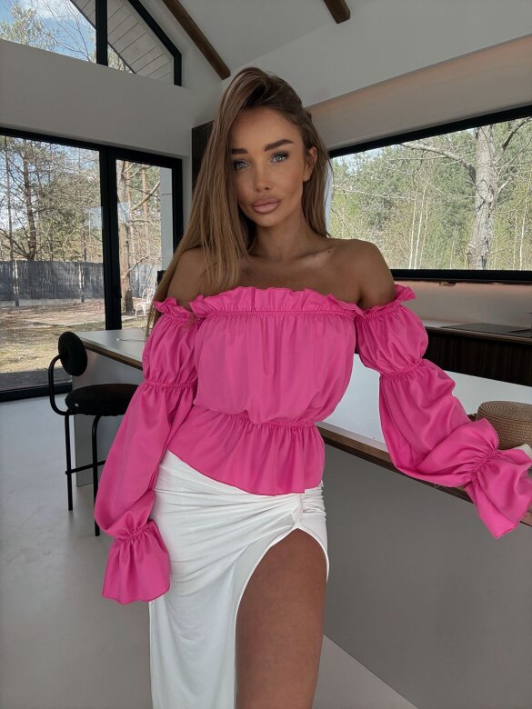 Bluzka Romanza hiszpanka z wiskozą różowa 