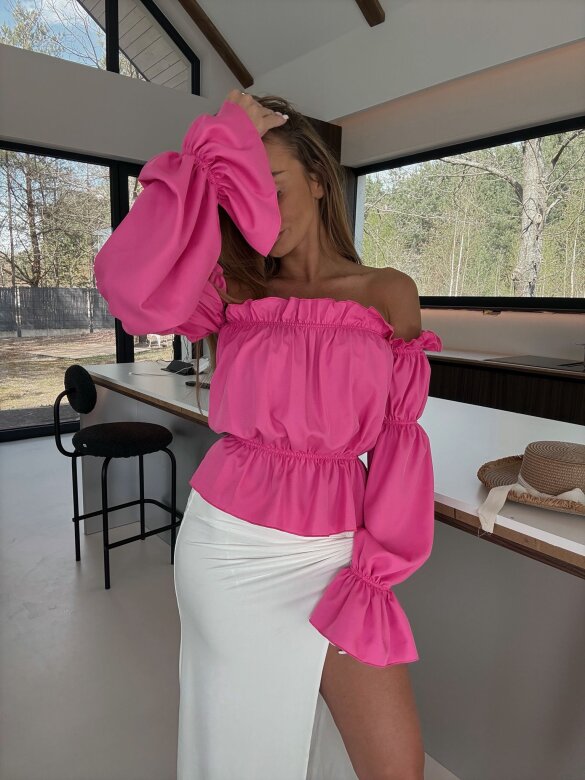 Bluzka Romanza hiszpanka z wiskozą różowa 