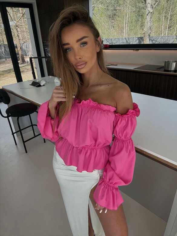 Bluzka Romanza hiszpanka z wiskozą różowa 